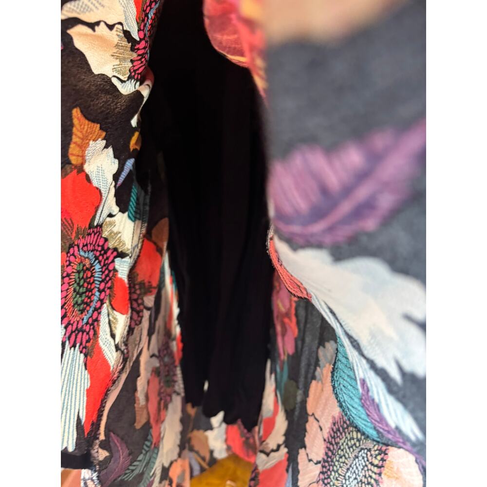 Maeve Anthropologie Vintage Floral Wrap Midi Dress Yellow Trim Size 0 XS - Picture 7 of 13